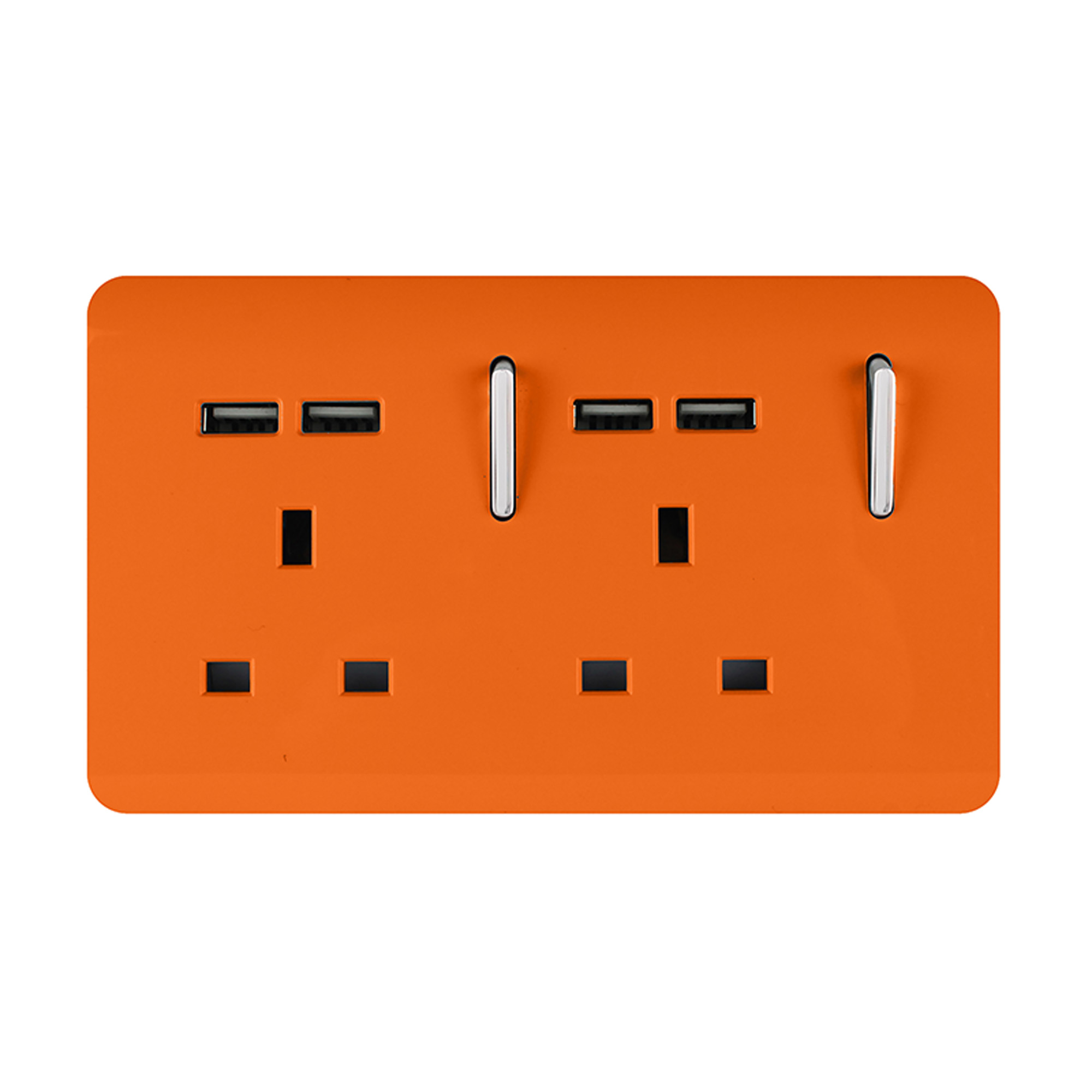 ART-SKT213USBOR  2 Gang 13Amp Switched Double Socket With 4X 2.1Mah USB Orange